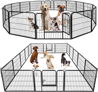 Bestpet Dog Playpen Pet Dog Fence 24"/ 32" /40" Height 8/16/24/32 Panels Metal Dog Pen Outdoor Exercise Pen with Doors for Large/Medium/Small Dogs,Pet Puppy Playpen for Rv,Camping,Yard