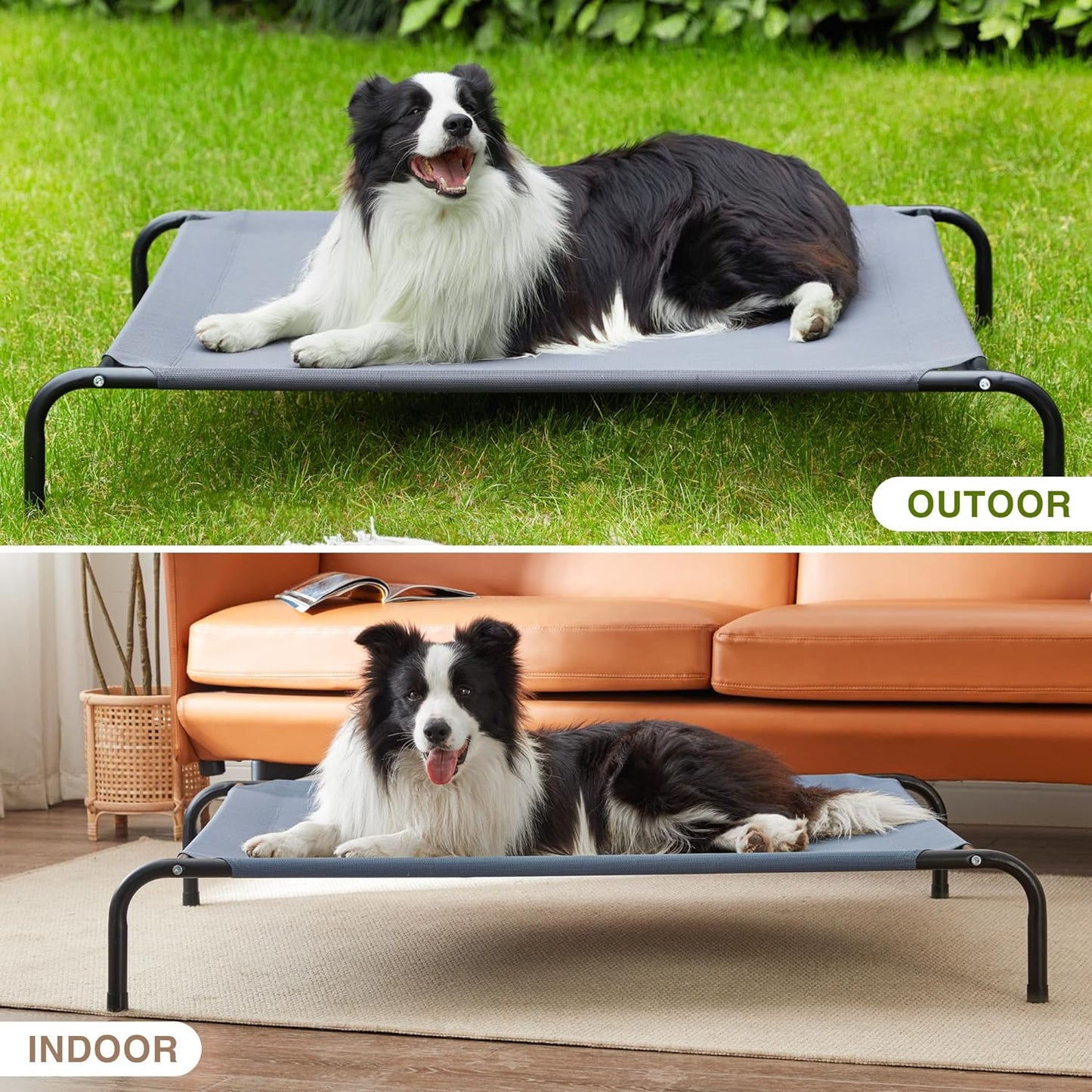 Love'S Cabin Outdoor Elevated Dog Bed - 49In Cooling Pet Dog Beds for Extra Large Medium Small Dogs - Portable Dog Cot for Camping or Beach, Durable Summer Frame with Breathable Mesh, Beige