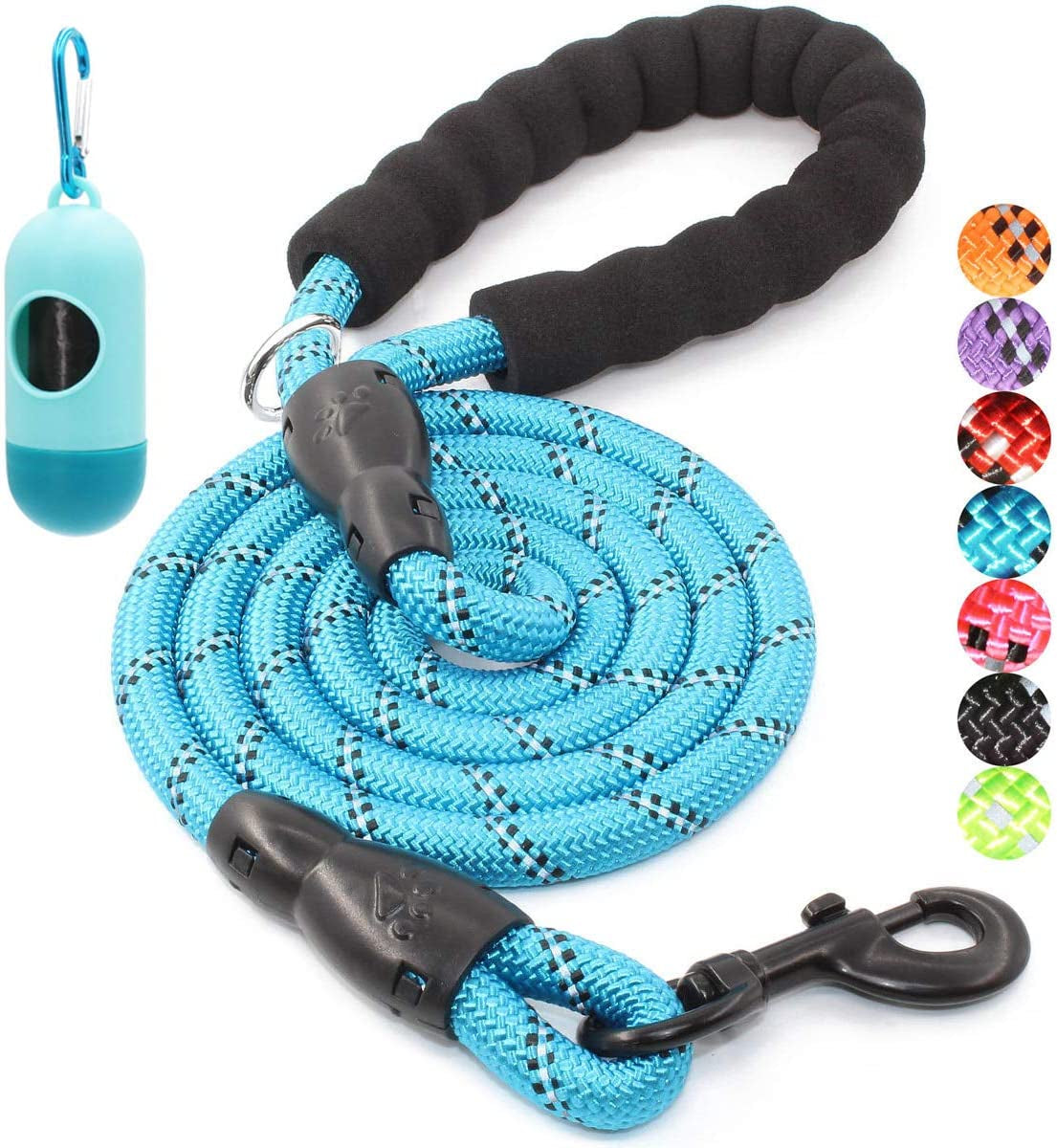 BAAPET 2/4/5/6 FT Dog Leash with Comfortable Padded Handle and Highly Reflective Threads for Small Medium and Large Dogs (6FT-1/2'', Blue)