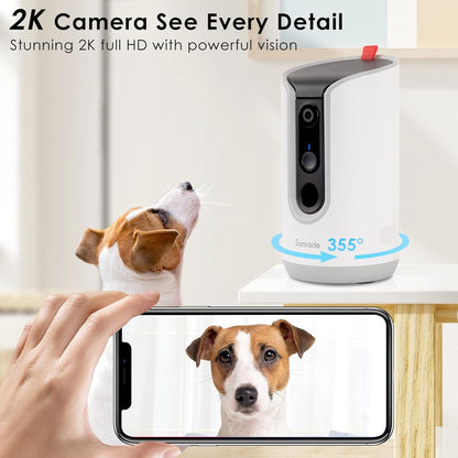 2K Pet Camera with Phone App - 360° View, 5G & 2.4G Wifi Two-Way Audio Dog Camera with Treat Dispenser Security Pet Camera for Dogs Remote Pet Monitoring