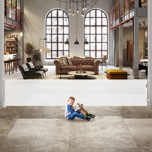 140 Inch Extra Long Baby Gates for Large Openings Outdoor Retractable Baby Gate Long Baby Gates Indoor Extra Long Dog Gates for Doorway Extra Wide Baby Gates Extra Large Baby Gates Extra-Long Pet Gate