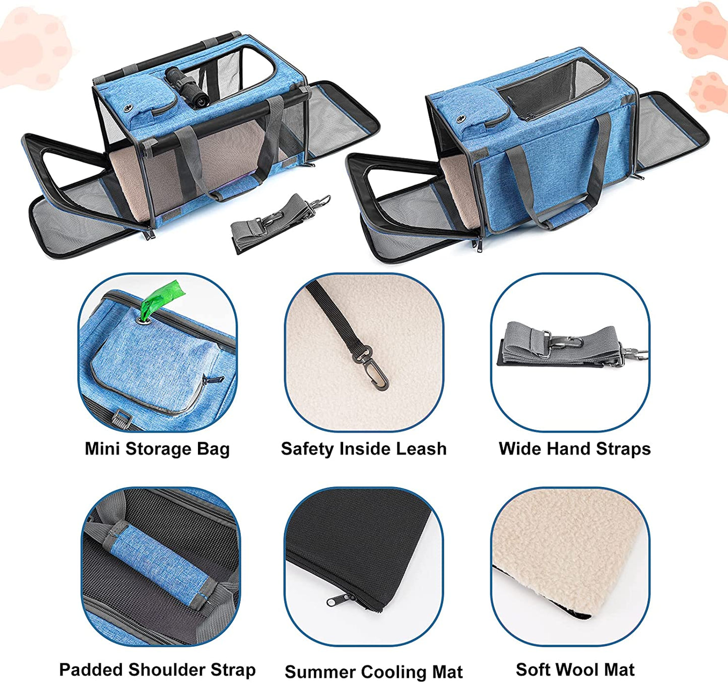 Dog Carry Bag for Puppy Pet Soft-Shell Portable Kennel Crate for 0-15 Lbs Foldable Pomeranian Travel Cage Tea Cup Yorkie Carrier Purse Indoor Carrying Case Dog Supply Melon Tiny Dog Melon