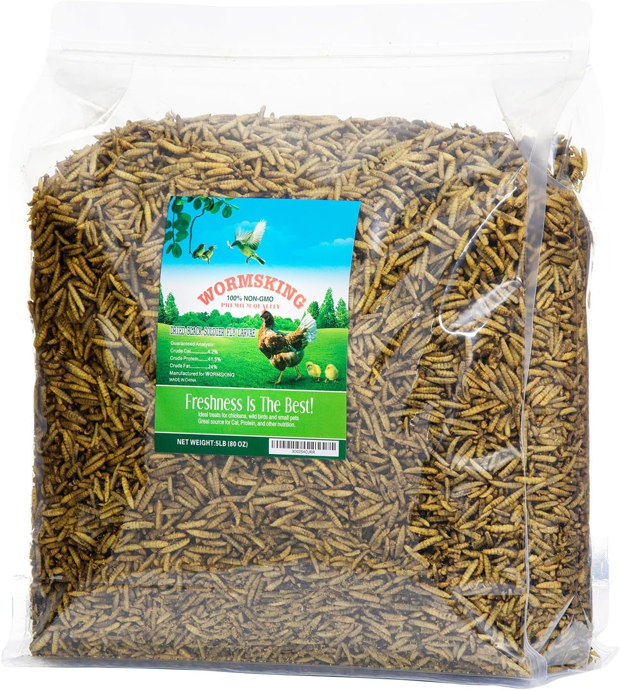 5LB Dried Black Soldier Fly Larvae, More Calcium Than Dried Mealworms, High Protein Chicken Feed, BSFL, Poultry Treats