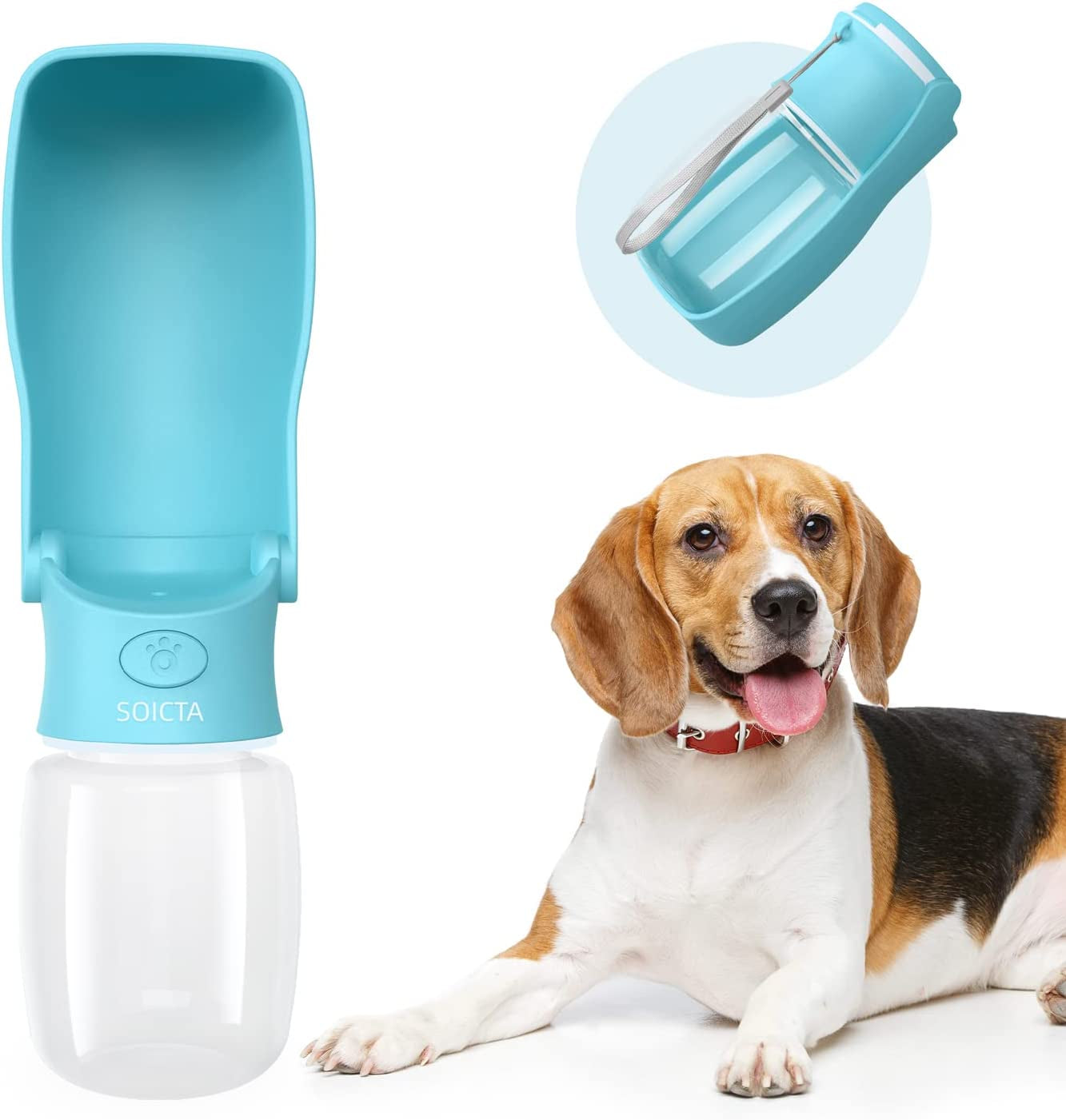 Portable Dog Water Bottle for Walking 19 OZ or 12 OZ Portable Pet Water Bottles for Puppy Small Medium Large Dogs Water Dispenser Dog Water Bowl Dog Accessories (19OZ Blue) (Blue 12 OZ)