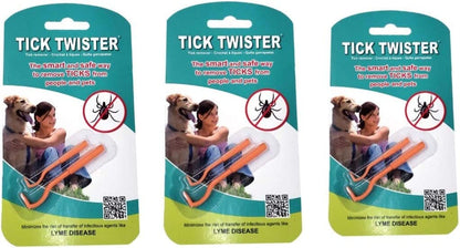 00100-O Triple, Orange, Three Sets Tick Remover Small and Large, 3 Pack