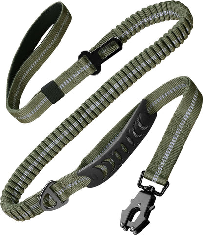 Heavy Duty Dog Leash with 2 Padded Handles & Advanced Easy Metal Clip, 4-6FT Shock Absorbing No Pull Dog Leashes for Medium Large Dogs That Pull (Army Green)