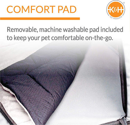 K&H Pet Products Travel Safety Carrier for Pets, Dog Crate for Car Travel, Dog Soft-Sided Carrier for Medium Dogs, Portable Car Seat Kennel, Gray/Black Medium 24 X 19 X 17 Inches