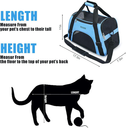 Cat Carrier Airline Approved Pet Carrier,Soft-Sided Pet Travel Carrier for Cats Dogs Puppy Comfort Portable Foldable Pet Bag,Airline Approved