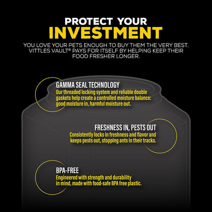 Gamma2 Vittles Vault Stackable Dog Food Storage Container with Airtight Lid, up to 35-40 Pounds Dry Pet Food Storage,Off-White, Made in USA