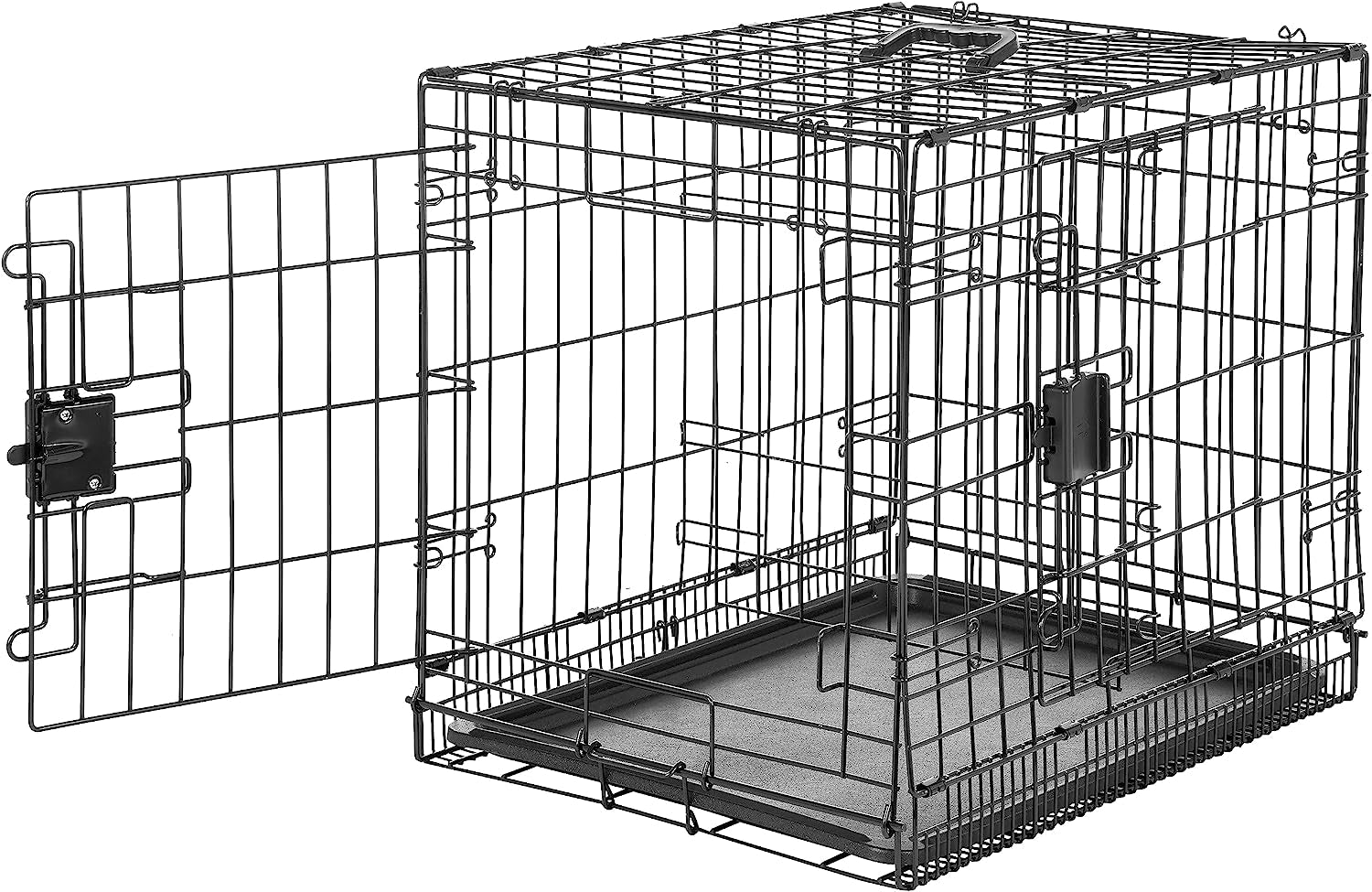 Amazon Basics - Durable,Foldable Metal Wire Dog Crate with Tray, Double Door, Divider, 24 X 18 X 20 Inches, Black