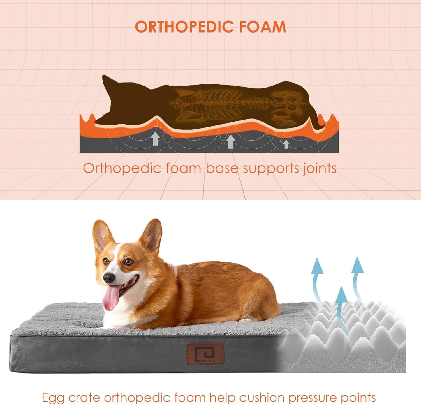 EHEYCIGA Orthopedic Medium Dog Beds for Small Dogs with Removable Washable Cover for Crate, Brown, 30X20