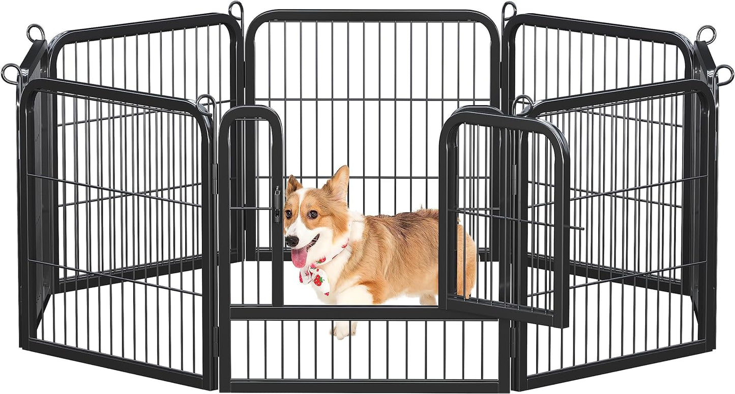 Yaheetech Dog Playpen Outdoor, 8 Panel Dog Fence 24" Indoor Pet Pen for Large/Medium/Small Dogs Heavy Duty Pet Exercise Pen for Puppy/Rabbit/Small Animals Portable Playpen for RV Camping Garden Yard