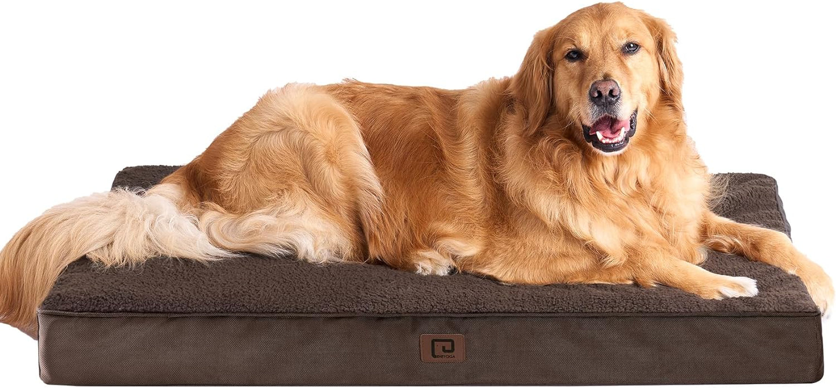 EHEYCIGA Orthopedic XXL Dog Beds for Jumbo Dogs with Removable Washable Cover for Crate, Brown, 47X29