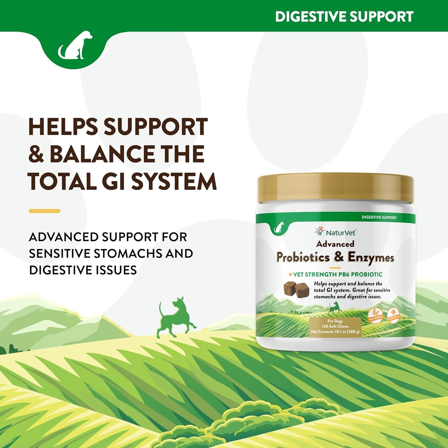 Naturvet – Digestive Enzymes - plus Probiotics & Prebiotics – Helps Support Diet Change & a Healthy Digestive Tract – for Dogs & Cats (Soft Chews, 70 Count)