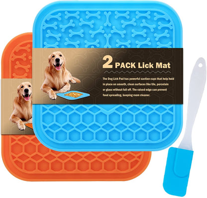 3 Pack Lick Mat for Dogs and Cats, Dog Slow Feeder Bowl Mat for Bathing Grooming Nailing Trimming, Food-Grade, Non-Toxic Dog Feeding Mat, Licking Pad for Dogs Cats