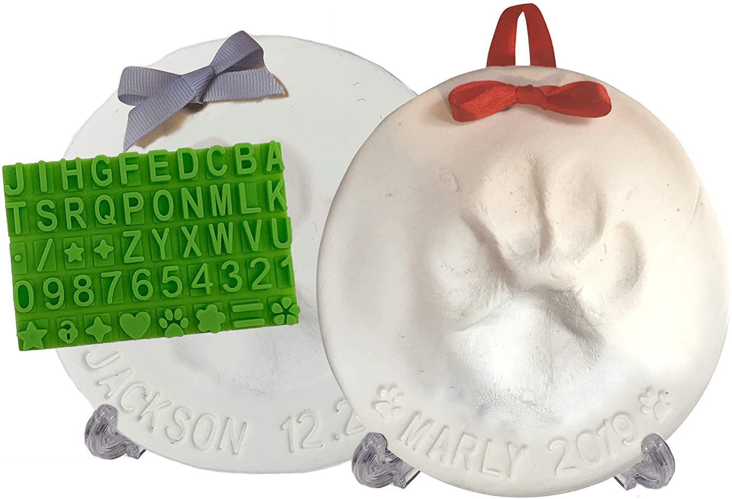 Ultimate Pawprint Keepsake Kit (Makes 2) - Paw Print Christmas Ornament W/ Bonus Personalization Tool & Display Stands! for Dogs, Cats & Pets. Non-Toxic. Clay Air-Dries Soft, Light & Uncrackable.