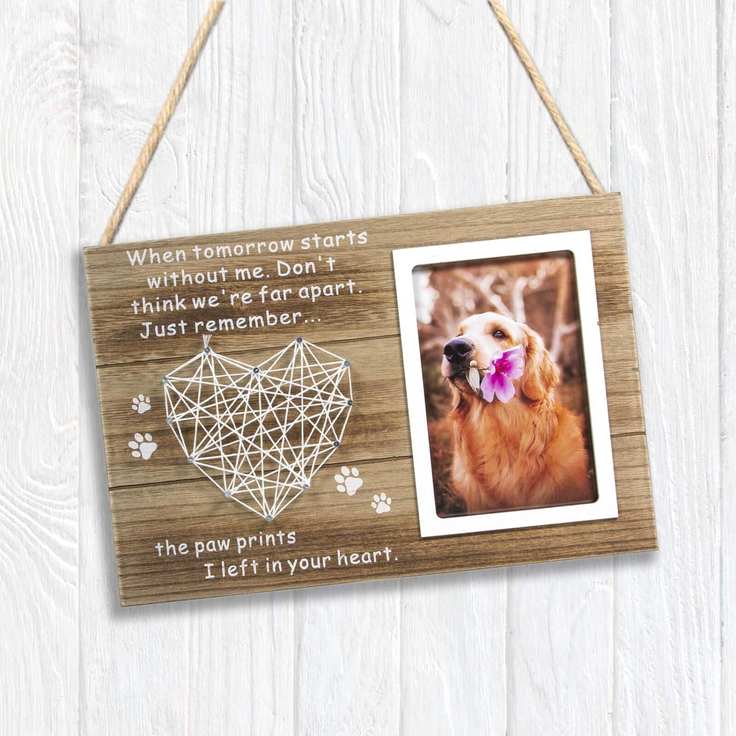 Dog Cat Memorial Gifts - Paw Prints Sympathy Picture Frame for Pet Loss - 4X6 Inches Photo