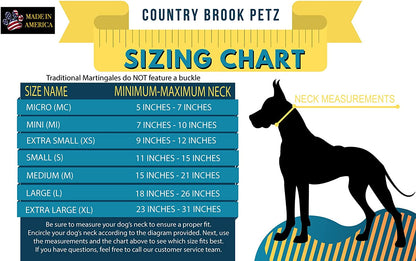 Country Brook Petz - Black Martingale Heavy Duty Nylon Dog Collar - 21 Vibrant Color Options (3/8 Inch Width, Mini)