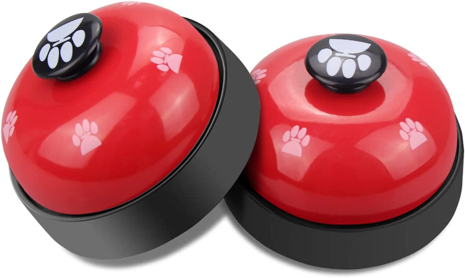 Comsmart Dog Puppy Cat Kitten Potty Training Bells, 2 Metal Dog Paw Print Bells with Non-Skid Rubber Base for Pet Interactive Game Toys Tell Bells, Service Bell for Hotel School Bar Shop Restaurant