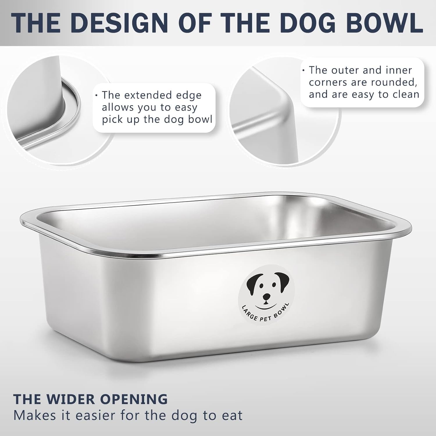 Stainless Steel Dog Bowls for Large Dogs, High Capacity Metal Dog Food Bowls, Dog Food and Water Bowls for Large, X-Large, and Big Dogs 1.25 Gallons