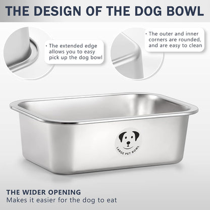 Stainless Steel Dog Bowls for Large Dogs, High Capacity Metal Dog Food Bowls, Dog Food and Water Bowls for Large, X-Large, and Big Dogs 1.25 Gallons