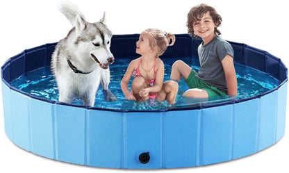 Jasonwell Foldable Dog Pet Bath Pool Collapsible Dog Pet Pool Bathing Tub Kiddie Pool Doggie Wading Pool for Puppy Small Medium Large Dogs Cats and Kids 63" Blue