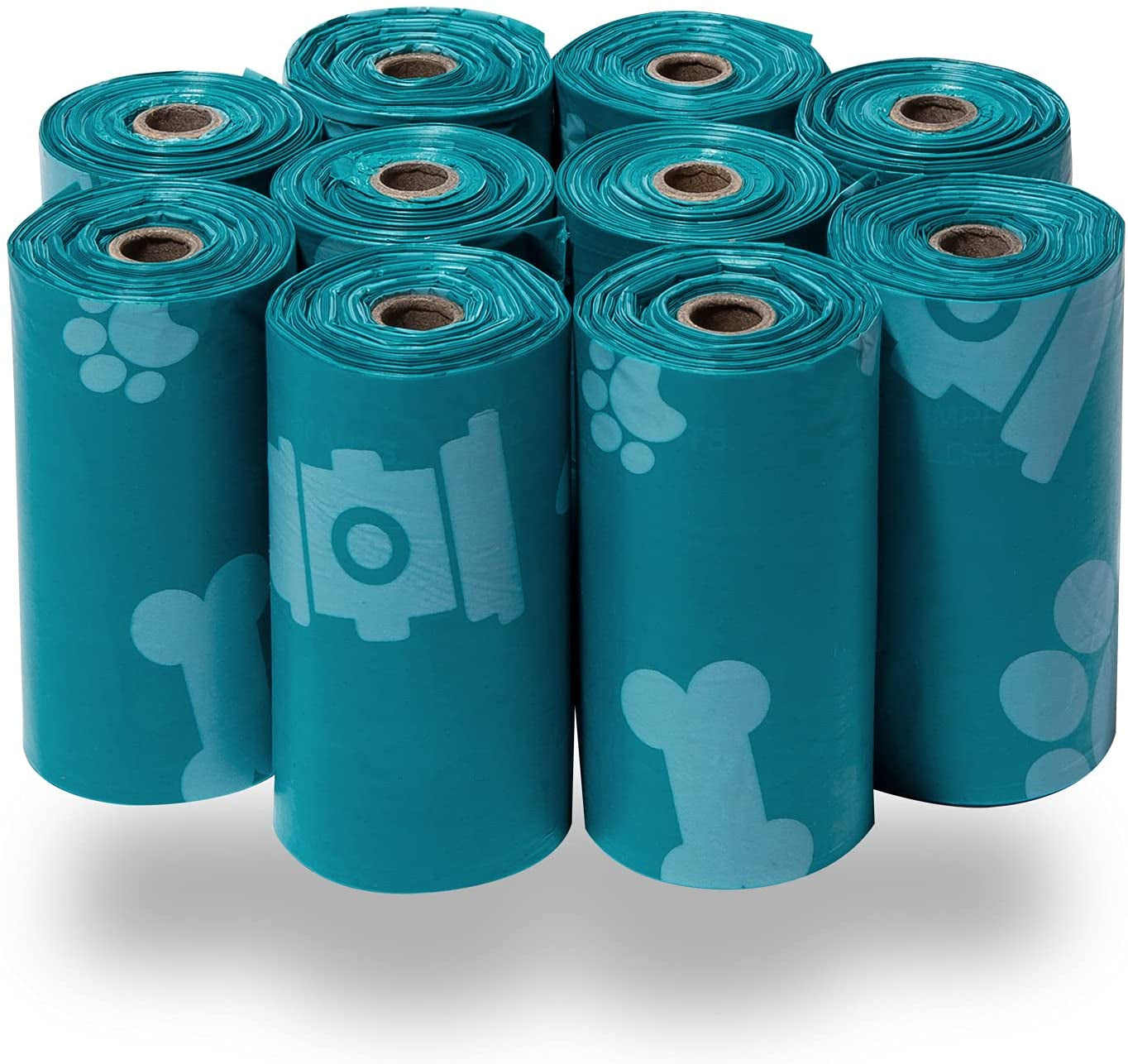 Best Pet Supplies Dog Poop Bags (150 Bags) for Waste Refuse Cleanup, Doggy Roll Replacements for Outdoor Puppy Walking and Travel, Leak Proof and Tear Resistant, Thick Plastic - Turquoise