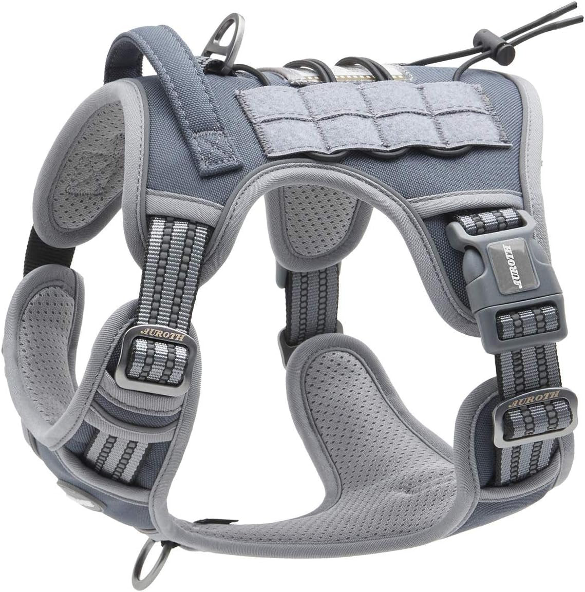 AUROTH Tactical Dog Harness for Small Medium Dogs No Pull Adjustable Pet Harness Reflective K9 Working Training Easy Control Pet Vest Military Service Dog Harnesses Grey M