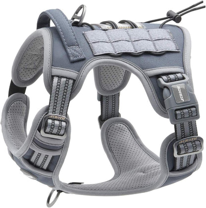 Auroth Tactical Dog Harness for Small Medium Dogs No Pull Adjustable Pet Harness Reflective K9 Working Training Easy Control Pet Vest Military Service Dog Harnesses Grey S