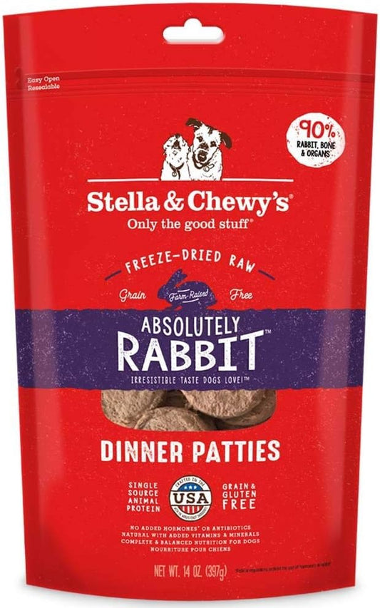 Stella & Chewy'S Freeze Dried Raw Dinner Patties – Grain Free Dog Food, Protein Rich Absolutely Rabbit Recipe – 14 Oz Bag