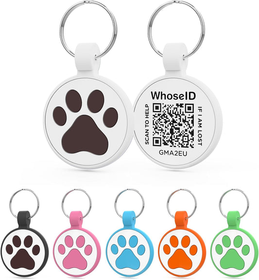 QR Code Cat Tag, Modifiable Pet Online Profile, Multiple Emergency Contact, Scannable QR Code, Instant Location Email Alert, Collar Accessories (Small Breeds - 1", White)