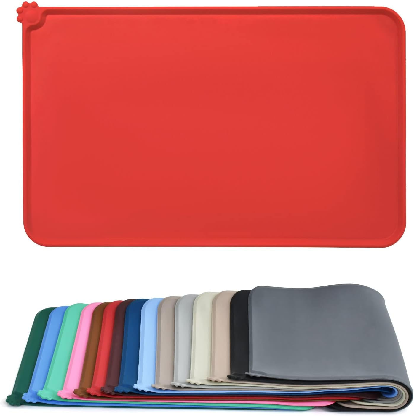 AUDWUD Silicone Waterproof Dog Cat Pet Feeding Mats,Anti-Slip Pet Bowl Mats,Pet Feeding Mat,21" X 15"