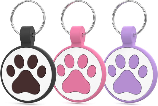 QR Code Cat Tag, Modifiable Pet Online Profile, Multiple Emergency Contact, Scannable QR Pet ID Tag, Instant GPS Location Email Alert (Medium to Large Breeds - 1.25", Black & Rose & Purple)