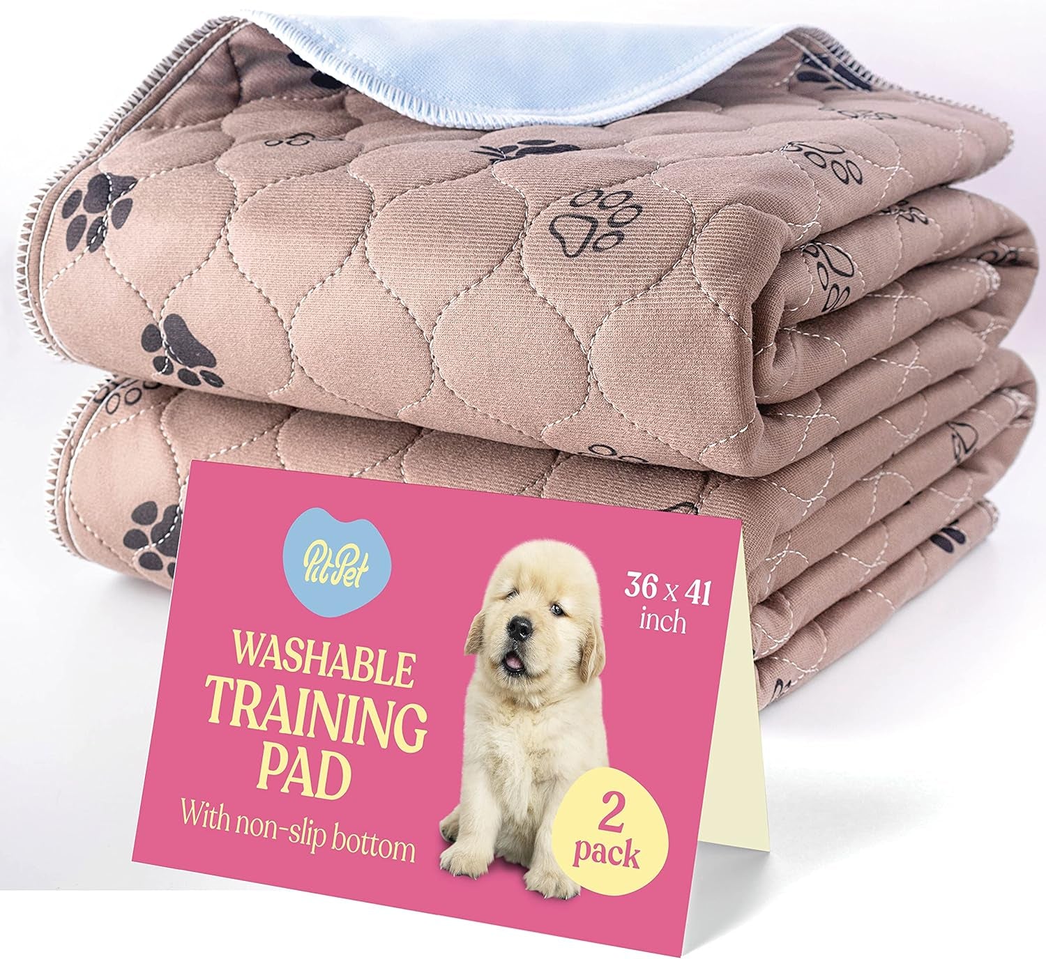 Super Absorbent Washable Pee Pads for Dogs - 2-Pack Superior Reusable Puppy Pads Pet Training Pads –100% Waterproof Dog Pee Pad Protects against Urine Leakage Non-Slip Grip Prevents Slipping& Bunching