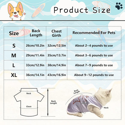 4Pcs Dog Cat Shirts Dog Polka Dot Vest Dog Stripe Sleeveless T-Shirt Pet Soft Vest Breathable Clothes for Small Medium Dog Puppy Kitten Cat XL