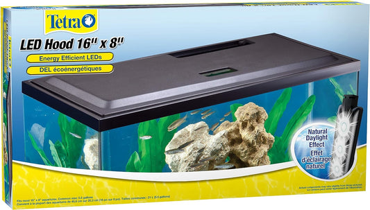 Tetra LED Hood Cotton 16 Inches by 8 Inches, Low-Profile Aquarium Hood with Hidden Lighting