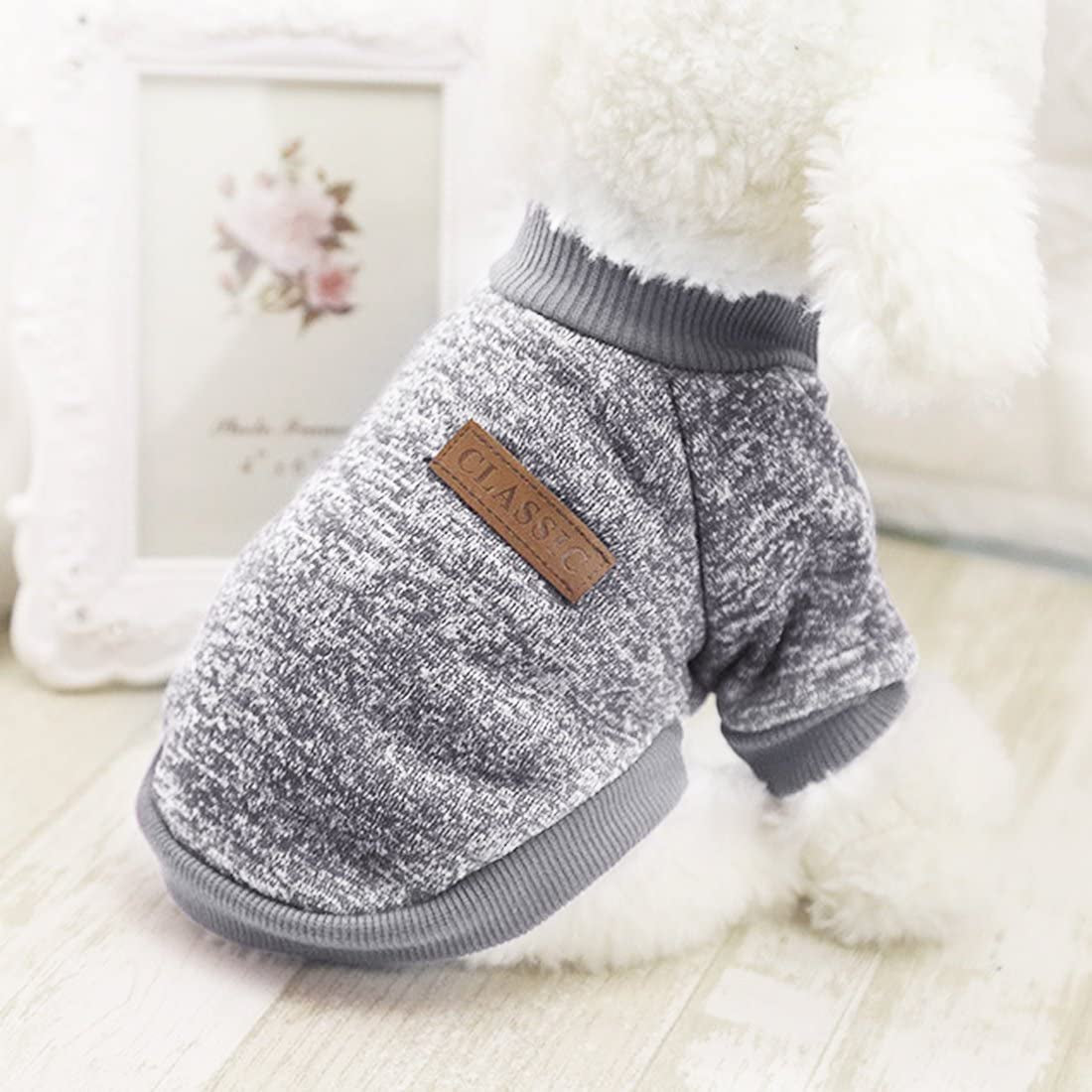 Idepet Pet Dog Classic Sweater, Fleece Coat for Small,Medium,Large Dog,Warm Pet Dog Cat Clothes,Soft Puppy Customes 2 Color (XL, Grey)