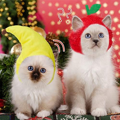 Weewooday 5 Pieces Cat Hat Cat Costume Bunny Hat with Ears Funny Banana Pineapple Cat Hat for Cats and Small Dogs Kitten Puppy Party Costume Accessory Headwear (Cute Style)