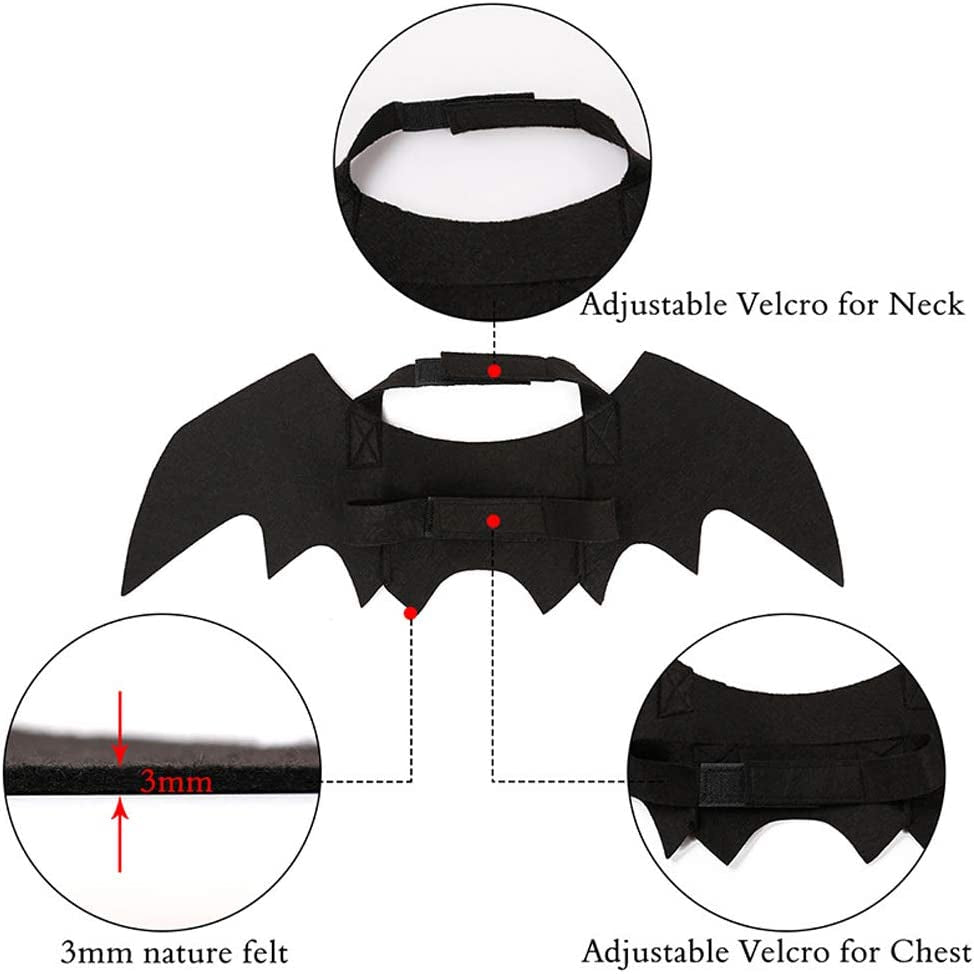 Pet Cat Bat Wings for Halloween Party Decoration, Puppy Collar Leads Cosplay Bat Costume,Cute Puppy Cat Dress up Accessories