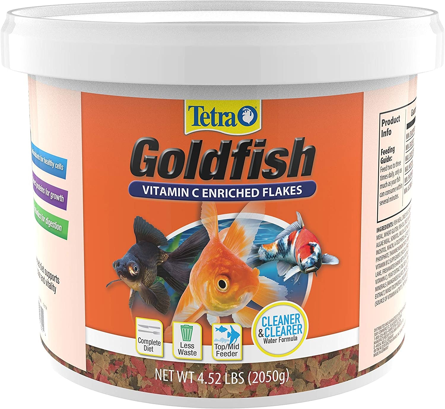 Tetra Goldfish Flakes, Nutritionally Balanced Diet for Aquarium Fish, Vitamin C Enriched Flakes, 4.52 Lbs Oz