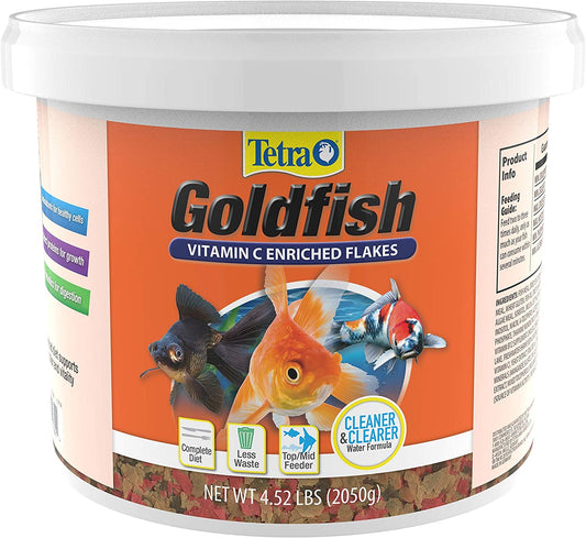 Tetra Goldfish Flakes, Nutritionally Balanced Diet for Aquarium Fish, Vitamin C Enriched Flakes, 4.52 Lbs Oz