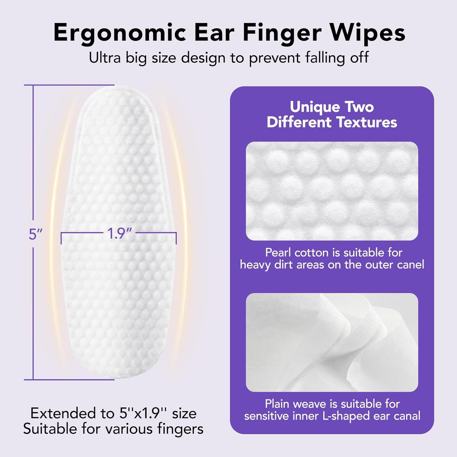 Ear Finger Wipes for Dogs & Cats - Gently Remove Ear Wax, Debris - Sooths & Deodorizes - Relieve Ear Itching & Inflammation, Fresh Coconut Scent, All Natural Ingredients - 50 Count