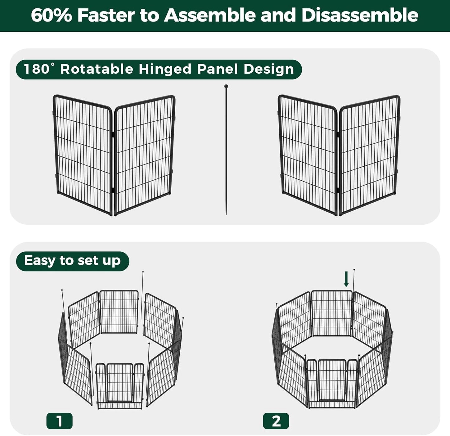 FXW Instant Dog Playpen Designed for RV Trips, 40" Height for Large Dogs│Patented