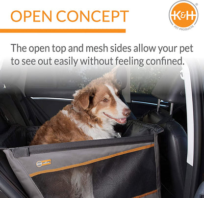 K&H Pet Products Buckle N' Go Dog Car Seat for Large Dogs, Waterproof Fabric with Breathable Mesh & Adjustable Dog Seat Belt for Car, Dog Hammock for Car, Dog Carrier Dog Car Seat Cover - Gray MD/LG