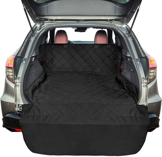 F-Color SUV Cargo Liner for Dogs, Water Resistant Pet Cover Dog Seat Mat Suvs Sedans Vans with Bumper Flap Protector, Non-Slip, Large Size Universal Fit, Black