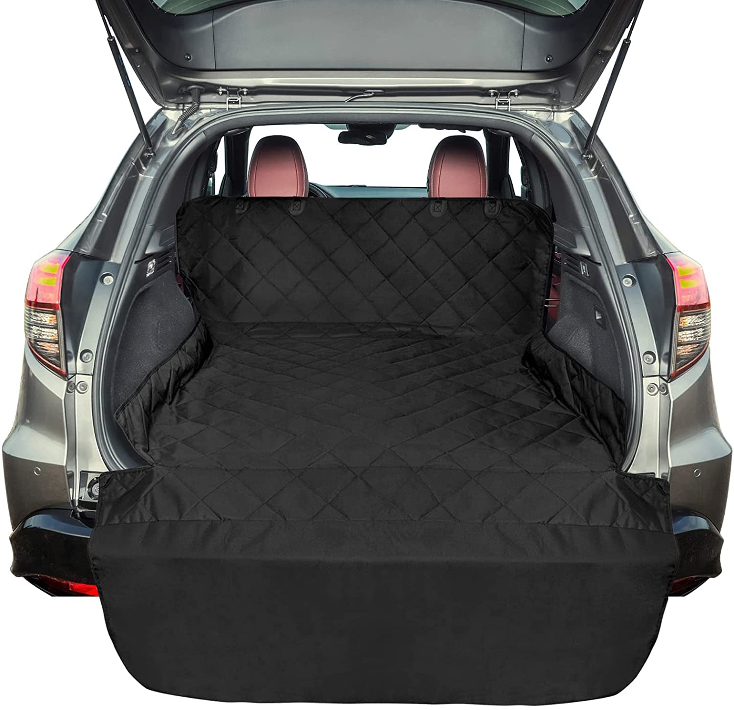 F-Color SUV Cargo Liner for Dogs, Upgraded Extra Large Water Resistant Pet Cargo Cover Dog Seat Cover Mat for Suvs with Bumper Flap Protector, Non-Slip, Wear-Proof, Universal Fit, Black