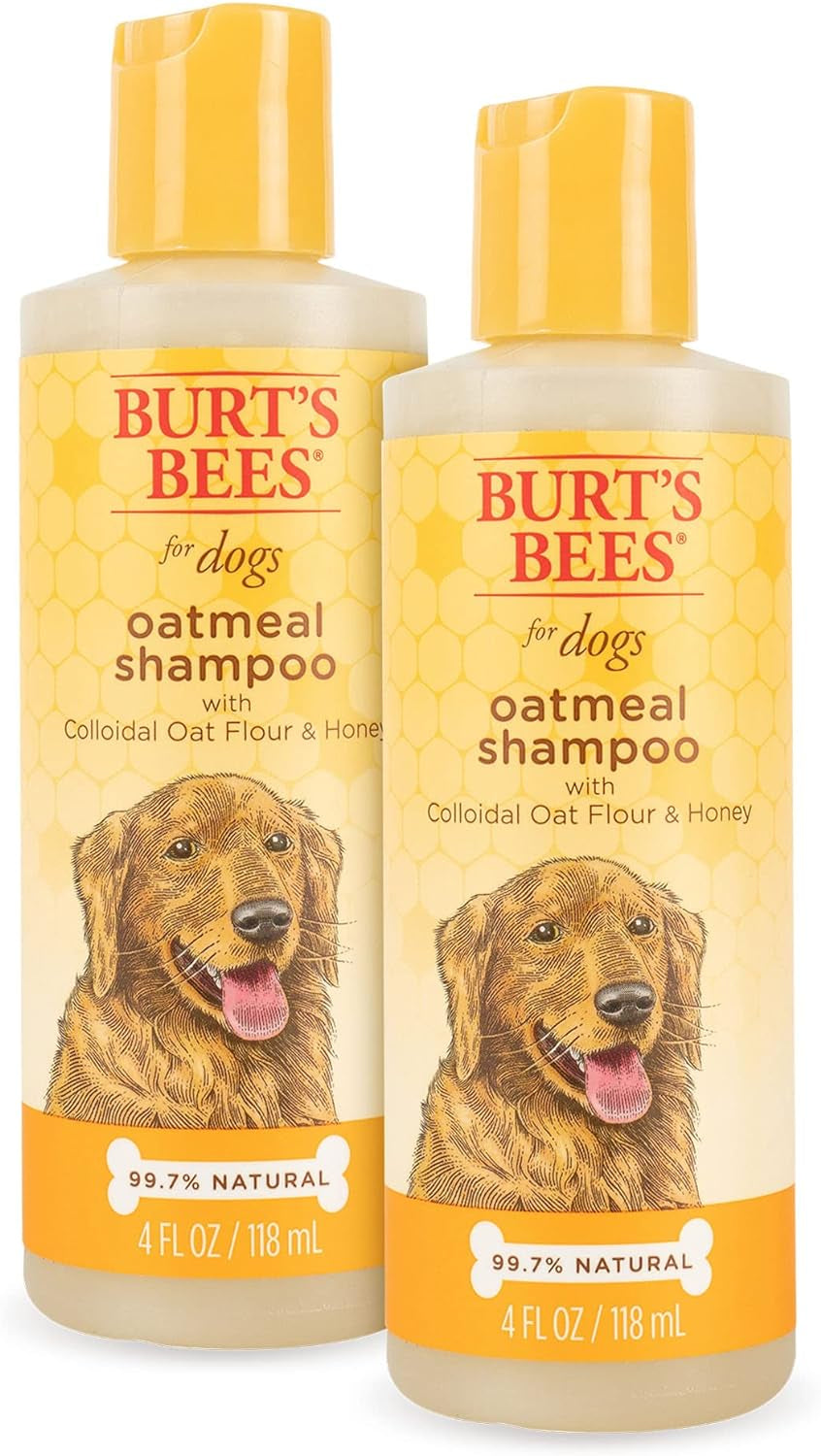 Burt'S Bees for Pets Dogs Natural Oatmeal Shampoo with Colloidal Oat Flour and Honey| Oatmeal Dog Shampoo | Soothing and Cleansing Oatmeal Shampoo for Dogs | 4 Fl Oz - 2 Pack