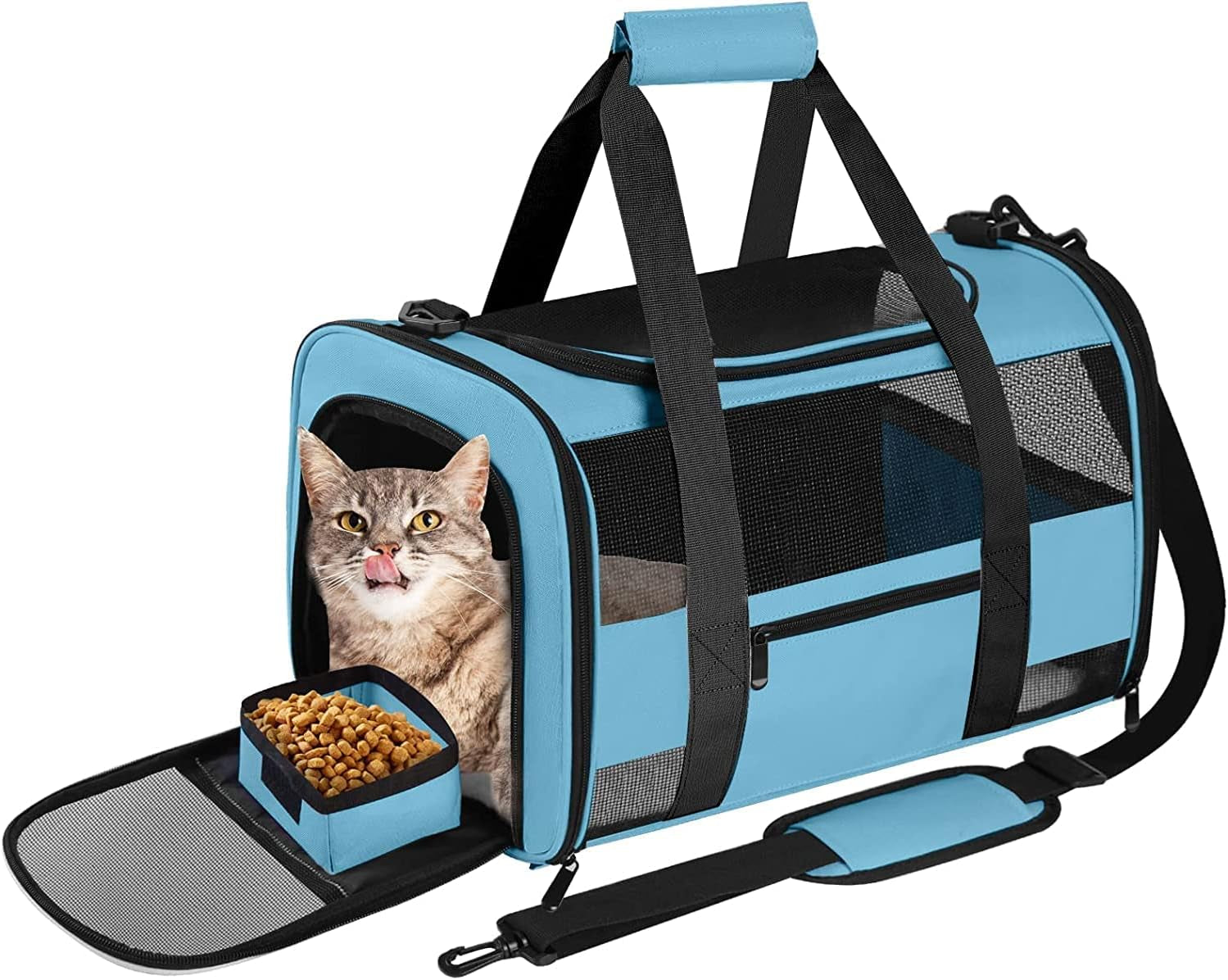 Large Cat Carrier Dog Carrier, Pet Carrier for 2 Cats Large Cats, Dog Carrier for Medium Small Dogs, Collapsible Soft Sided Pet Carrier for Cats Dogs Puppy of 25 Lbs, Blue