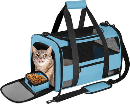 Large Cat Carrier Dog Carrier, Pet Carrier for 2 Cats Large Cats, Dog Carrier for Medium Small Dogs, Collapsible Soft Sided Pet Carrier for Cats Dogs Puppy of 25 Lbs, Blue