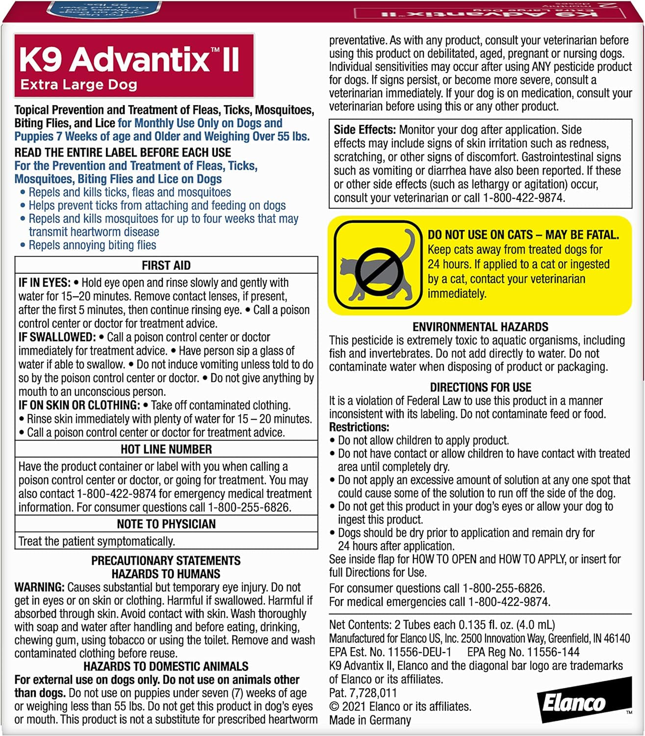 K9 Advantix II XL Dog Vet-Recommended Flea, Tick & Mosquito Treatment & Prevention | Dogs over 55 Lbs. | 2-Mo Supply